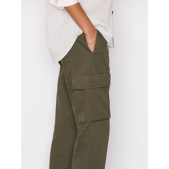 FRAME DENIM OLIVE COTTON CROPPED ARMY CARGO PANTS 27 - Picture 2 of 12